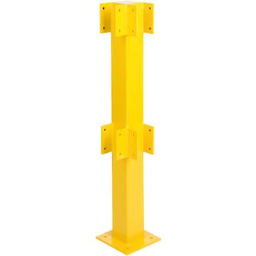 Corner post for safety railing for interior use, yellow colour RAL 1023